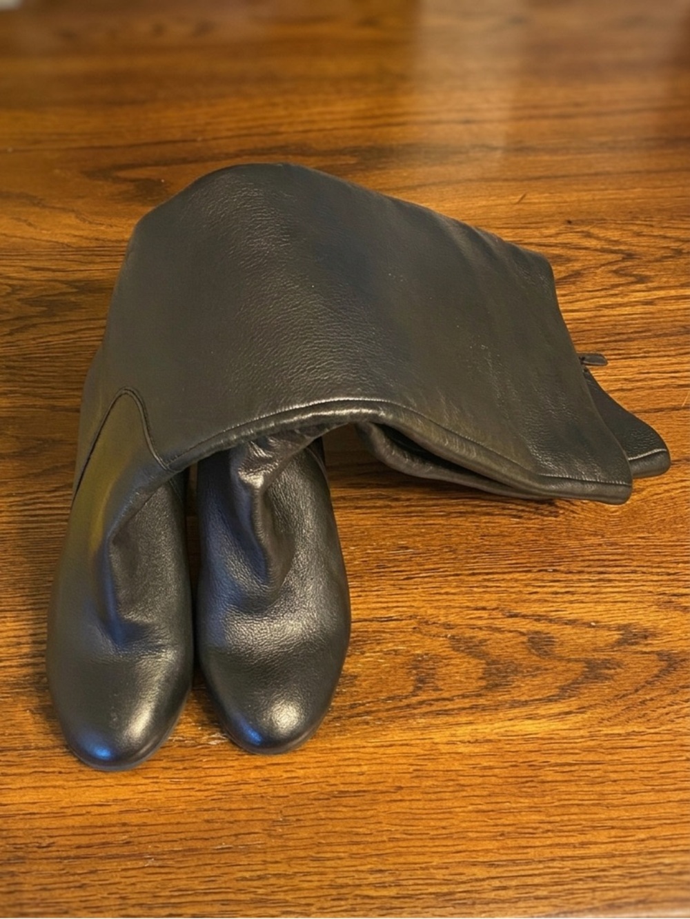 Kenneth Cole New York Justin Black Pebble Leather Knee High Block Heel Boots 5